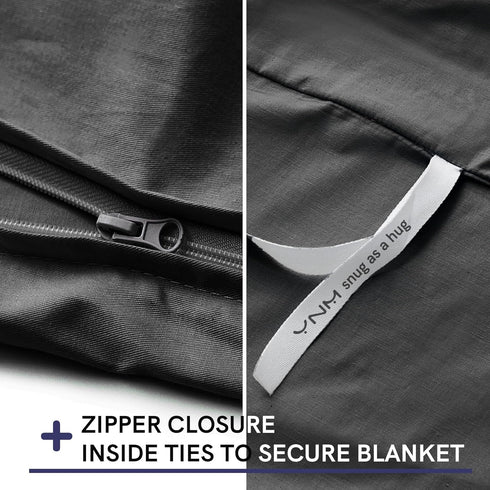 YnM Exclusive Cotton Duvet Cover for Weighted Blankets - Dark Grey, 41"x60"
