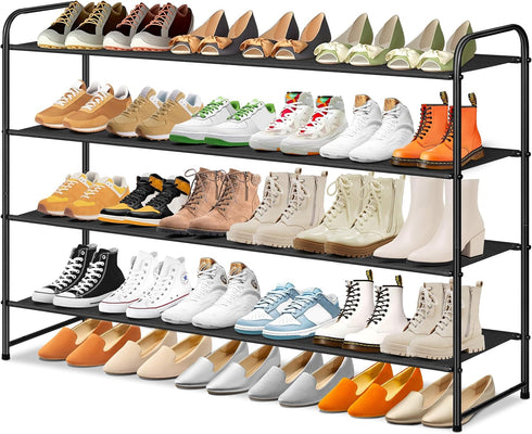 SLEEPING LAMB Long 4-Tier Shoe Organizer for Closet, Stackable Wide Shoe Rack
