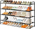 SLEEPING LAMB Long 4-Tier Shoe Organizer for Closet, Stackable Wide Shoe Rack