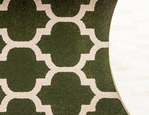 Unique Loom Trellis Collection Area Rug - Philadelphia (2' x 6' 1" Runner, Dark Green/Beige)