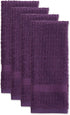 DII Basic Terry Collection Waffle Dishtowel Set, Solid Eggplant, 15x26, 4 Piece