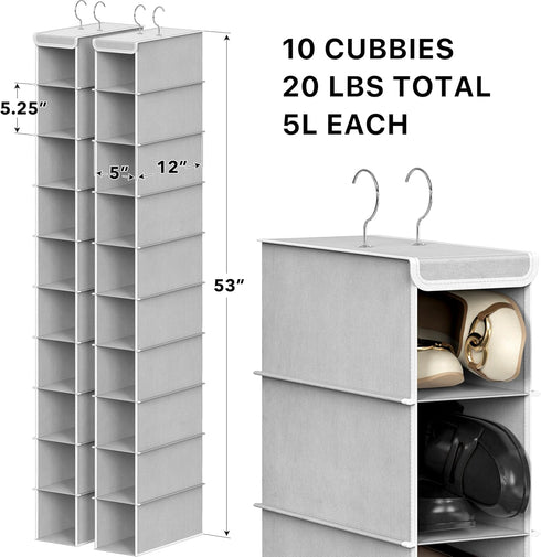 2 Pack 10 Simple Houseware Shelves Hanging Organizer, Gray