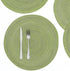SHACOS Round Placemats Set of 4 Braided Cotton Place Mats 15 inch for Kitchen Dining Table Holiday Party (Pea Green)