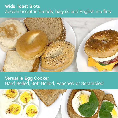 West Bend 78500 Breakfast Station, Black, 2-Slice Toaster with Egg Cooker/Poacher & Warming Tray