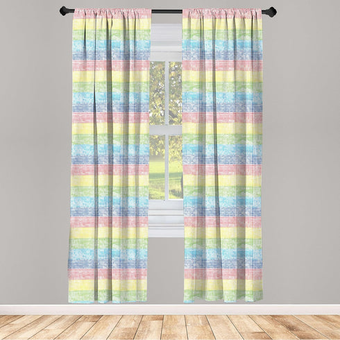 Lunarable Polka Dot Window Curtains - Colorful Rainbow Circles Design, Lightweight Decor 2-Panel Set, 28" x 63"