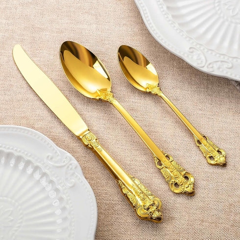 KEAWELL Luxury Dinner Spoon, Set of 4, 18/10 Stainless Steel Tablespoons, Silverware Spoon Set, Mirror Polished, 7.8 Inches (Gold)