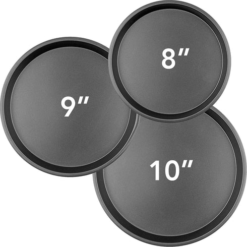 Non-Stick Round Cake Pans & Cookie Sheets Set - 3-Piece Bakeware Set (8-inch, 9-inch, 10-inch)