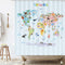 BASHOM BSC-615 Animal World Map Shower Curtain Set, Waterproof Decorative Bathroom 71''x71'' (180x180cm) with 12 Hooks