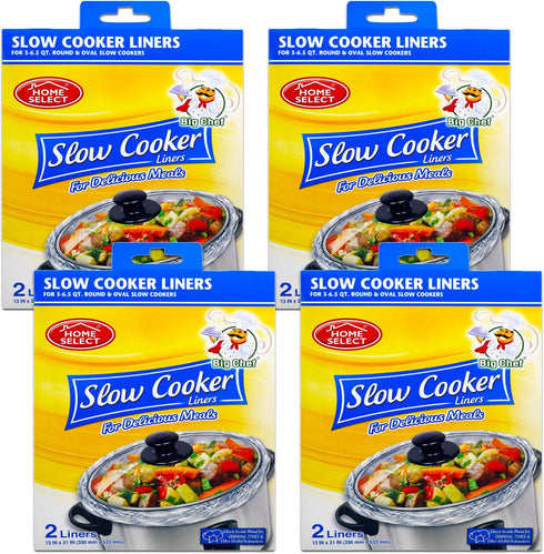 Slow Cooker Liners Regular Size Set, 8 Pack Bulk Disposable Bags for Round and Over Slow Cooker (Fits 3-6.5 Quart)