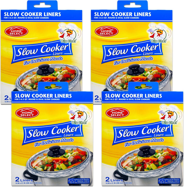Slow Cooker Liners Regular Size Set, 8 Pack Bulk Disposable Bags for Round and Over Slow Cooker (Fits 3-6.5 Quart)