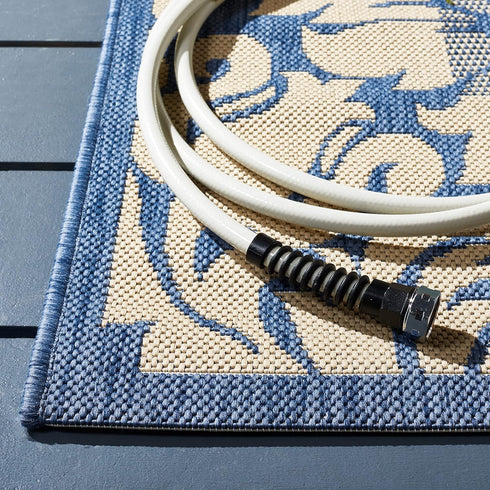 SAFAVIEH Courtyard Collection Accent Rug - 2' x 3'7", Blue & Natural, Non-Shedding & Easy Care, Indoor/Outdoor & Washable-Ideal for Patio, Backyard, Mudroom (CY2727-3103) by Safavieh