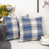 YOUR SMILE Set of 2 Blue/Stripe Cotton Linen Decorative Throw Pillow Cases, 18 x 18 Inch Buffalo Tartan Chequer Plaid