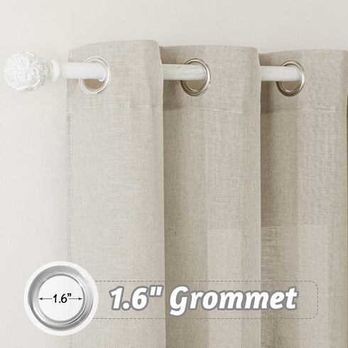 84 inch Grommet 60" 84", 1 RYB HOME Sheer Curtains Length - Linen Textured Semi Sheer Privacy Light Filtering Shabby