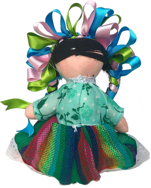 Mexican Handmade Traditional Maria Lele Rag Doll by ALKIMIA INC - 7 inches - Green