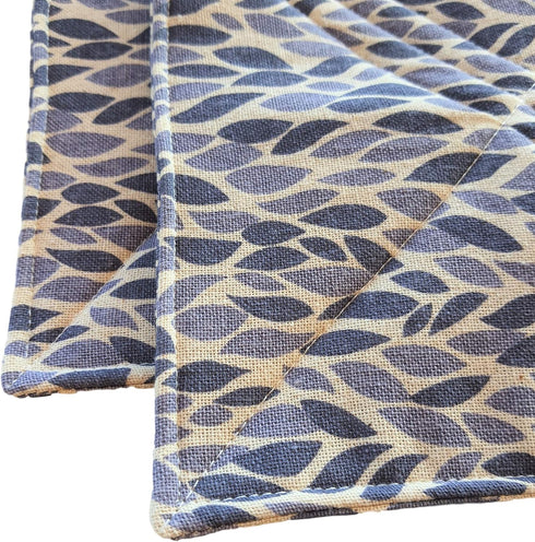 CUSHYSTORE Pot Holder, Navy Leave Blue, Cottage Style Oven Pads for Cooking Kitchen, 7.75", 2 Packs