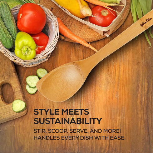 Helen’s Asian Kitchen Bamboo Kitchen Corner Spoon, Cooking Utensil, 12-Inch