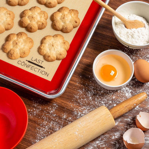 Last Confection Silicone Baking Mat - Set of 3 Non-Stick Professional Food Safe Tray Pan Liners