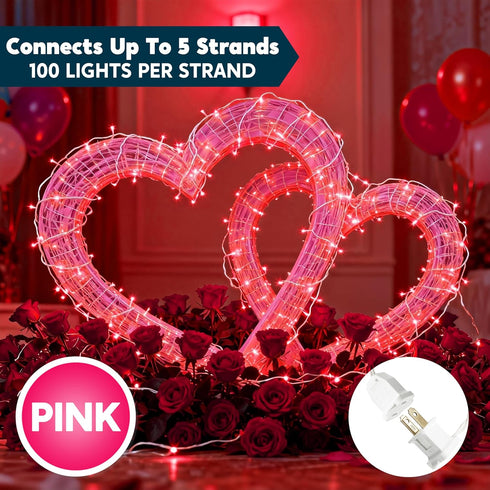 Indoor,200(2100) Light,42.8 Joiedomi Christmas String Lights Mini Pink FT Lighting Decor for Dorm Classroom Bedroom