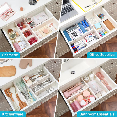 8 Pack, 4" 11.3"-17" Vtopmart Drawer Dividers for Clothes Adjustable High Expandable from Dresser Drawer Organizer