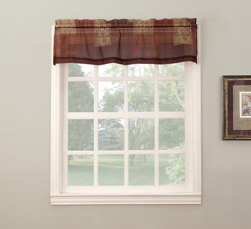 No. 918 Eden Inspirational Patchwork Semi-Sheer Kitchen Curtain Swag Pair, 56" x 36", Multi