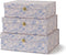 Soul & Lane Blue and White Floral Cardboard Decorative Storage Boxes with Gold Hardware - Set of 3, Aviary Garden for