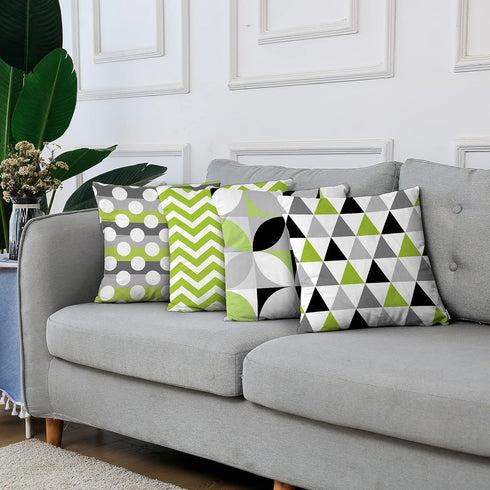ArtSocket Set of 4 Decorative Throw Pillow Covers, Green Black Lime Mosaic Pattern, 18x18 Inches Square Pillowcases