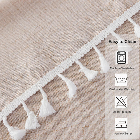 36 36 Inch Linen Small Square Tablecloth x Beige Washable Wrinkle Resistant Table Cover with Tassels Farmhouse