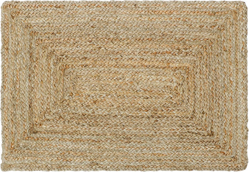 The Home Talk Jute Accent Indoor Rug 2'x3' Eco-Friendly Handcrafted Rustic or Boho Style Floormat