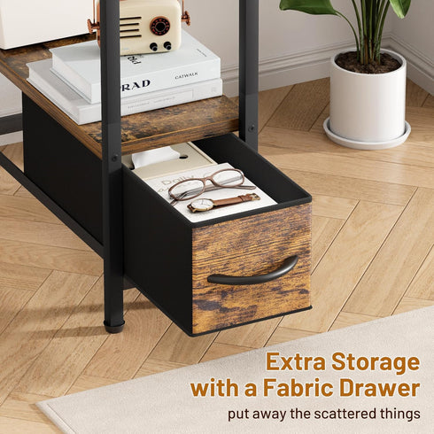 2 AOODA Living Room Side Table with Drawer, Tier Slim End Tables with Storage for Small Spaces, Narrow Nightstand