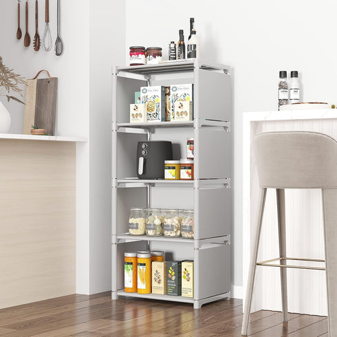 RIIPOO 4 Cube Storage Organizer Shelves for Bedroom Closet, Space-Saving 5-Layer Compact Bookshelf Unit Ideal for Small