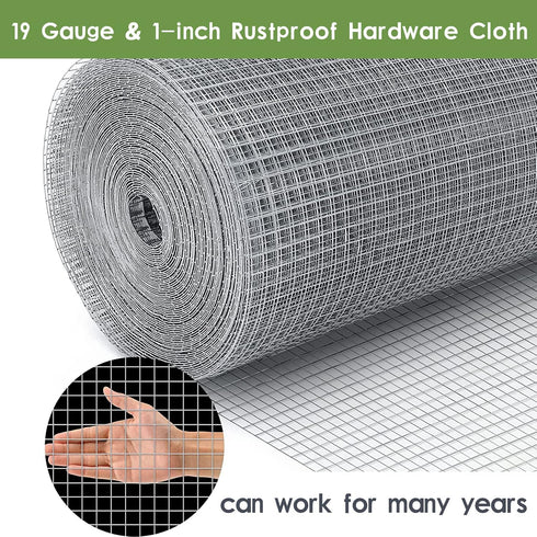 TONGMO 24" 50' 1inch 19 x Hardware Cloth, Mesh Galvanized Chicken Wire Fence, Gauge Welded Wire Roll,Garden Fence