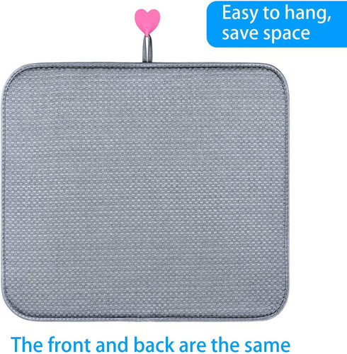 2 Pack Dish Drying Mats for Kitchen, Microfiber Drying Rack Pad, Kitchen Counter Mat - 18X16 Inch