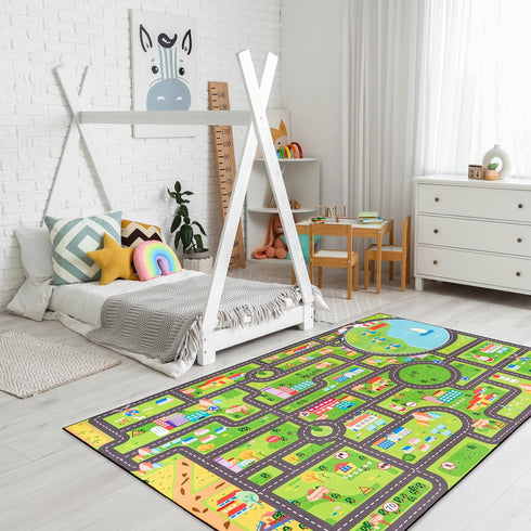 Sorbus Car Mat - City Road Washable Rug for Kids, Car Carpet, Floor Play Mats, Easy to Clean Washable Rugs for Safe