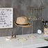 MyGift Set of 2 Brass Tone Metal Wire Table Standing Hat Racks, 14 Inch Tall Tabletop Wig Display Cap Storage