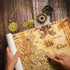 Gejoy Halloween Pirate Treasure Map, Vintage Gold Secret Sea Historical Theme Party Accessory with Compass Necklace and