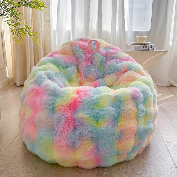 LIFEREVO Kids Fluffy Faux Rabbit Fur Bean Bag Cover (No Filler), Soft