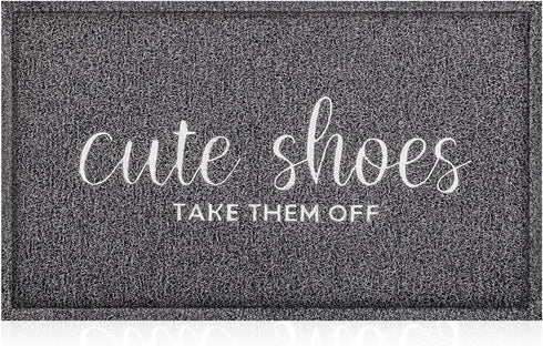 Welcome Mat for Front Door Outdoor, Waterproof Stain and Fade Mat for Entryway, Cute Grey Doormat for Dirt Snow Mud