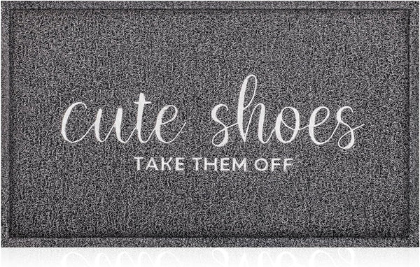 Welcome Mat for Front Door Outdoor, Waterproof Stain and Fade Mat for Entryway, Cute Grey Doormat for Dirt Snow Mud
