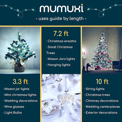 16 Pack 10ft MUMUXI Battery Operated of Copper Wire LED Fairy Lights, Cool White, Easy to Shape, Waterproof