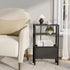 3 LET503BE Narrow Side Table with Charging Station, Slim End Table with Magazine Rack, Bedside Table for Small Spaces