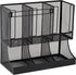 Mind Reader Cup and Condiment Station, Countertop Organizer for Coffee Bar, Metal Mesh, 13"L x 6.45"W x 11.25"H, Black