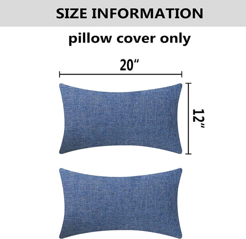 Home Brilliant Lined Linen Throw Pillow Covers, Decorative Oblong Cushion Covers for Sofa, Navy Blue, 12"x20"(30x50cm)
