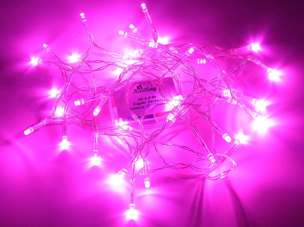 Karlling Battery Operated Fairy Lights, Romantic Pink Glow 40 LED String Lights for