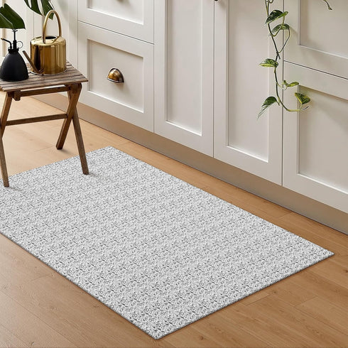 Collive Gray Small Bathroom Rug 2x3, Washable Indoor Doormat with Rubber Back for Entryway
