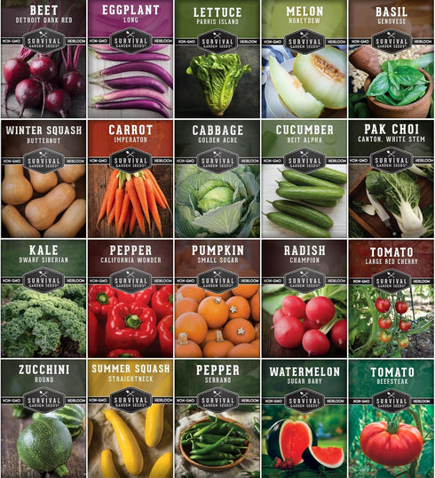 Vegetable Garden Starter Kit 20 Variety Heirloom Non-GMO Seeds for Planting |