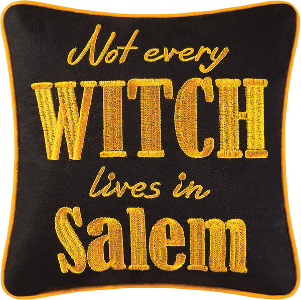 C&F Home "Not Every Witch Lives in Salem" Script Small Halloween Accent Pillow, 10" x 10"