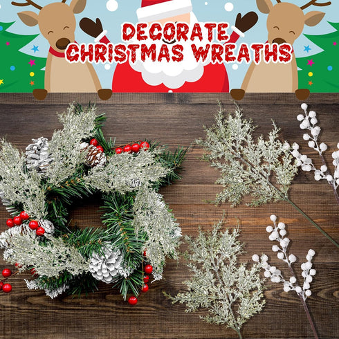 16 Pcs Christmas Tree Branches Filler Artificial Pine Branches with Berry Stems Christmas Tree Picks Greenery Sprays