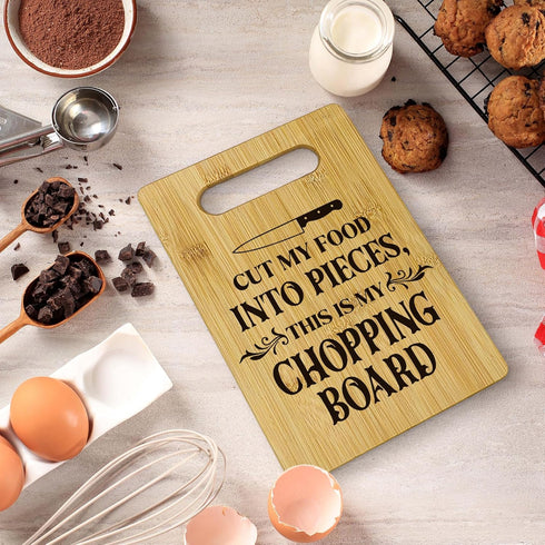 Funny Cut My Food Into Piece Cutting Boards for Kitchen, Funny Charcuterie Board, Bamboo Cheese Board, New Home Decor Cutting Boards for Kitchen Neighbor Women Men Gifts Ideas