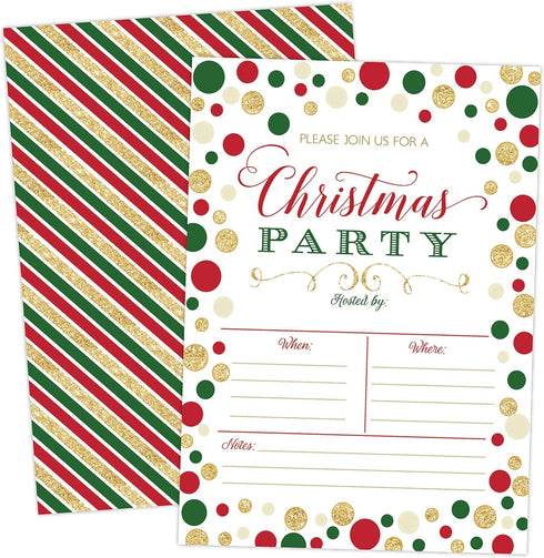Christmas Party Invitation - Your Main Event Prints - Holiday Party Invitations - 20 Fill-In Invitations and Envelopes