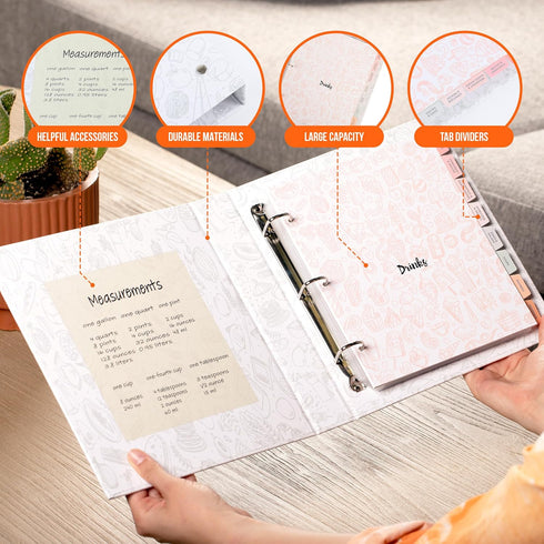 Recipe Binder with Plastic Sleeves - 9x10 Hard Cover Recipe Binder - Includes 40 Blank Recipe Cards, 8 Category Dividers, and 20 Dual Pocket Sheet Protectors - Recipe Book to Write in Your Own Recipes by Solid H